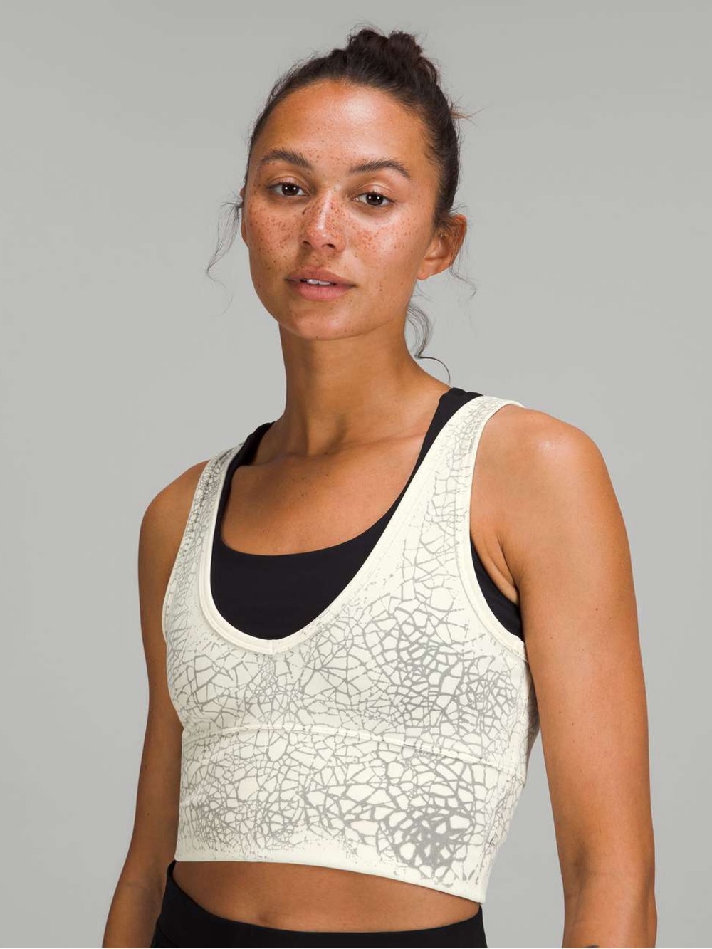 Lululemon Power Pivot Tank Top Thread Dye Thread Dye White Black Large